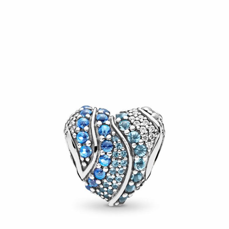 Pandora Australia Aqua Heart Charm - Sterling Silver | FKSYZH526